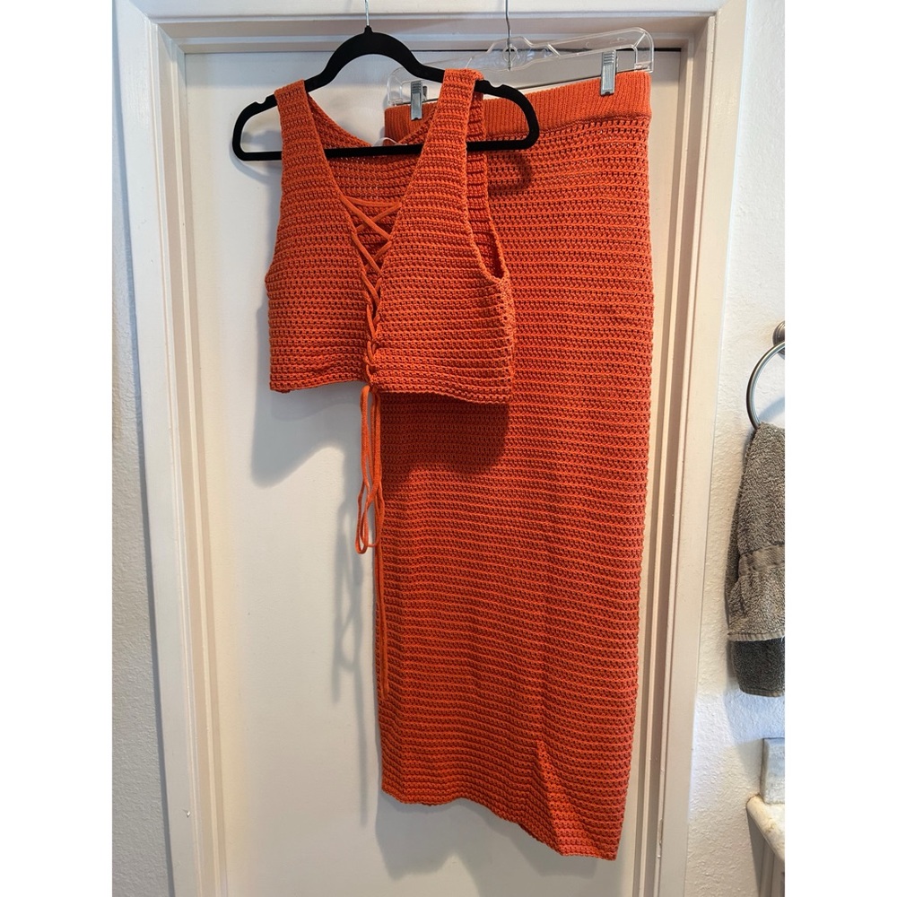 Orange Knit Two-Piece Set